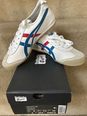 Onitsuka Tiger by Asics Mexico 66 White with Blue and Red Stripes
